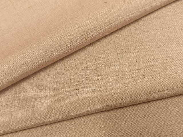 平和屋着物▽上質な紬 単衣 色無地 洗柿色 正絹 逸品 AABE5735fy