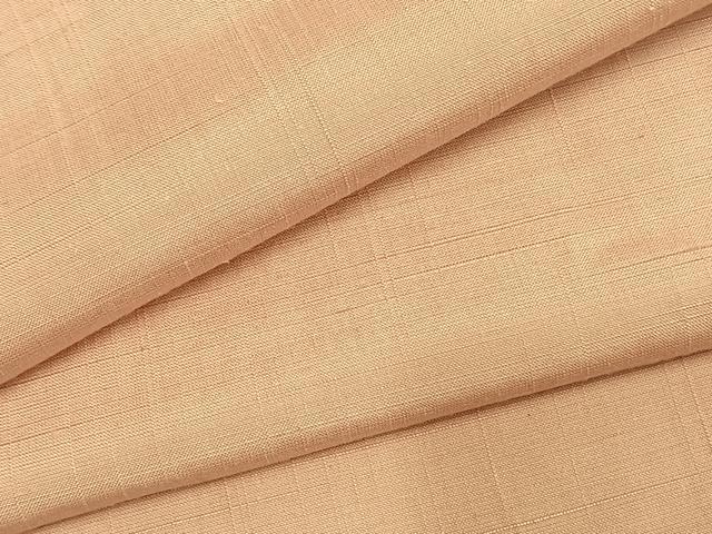 平和屋着物▽上質な紬　単衣　色無地　珊瑚色　正絹　逸品　AABE5736fy