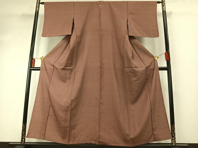 平和屋着物▽上質な紬 単衣 色無地 遠州茶色 正絹 逸品 AABE5738fy