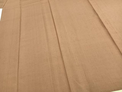 平和屋着物▽上質な紬 単衣 色無地 遠州茶色 正絹 逸品 AABE5738fy