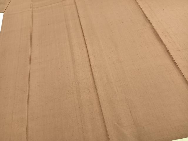平和屋着物▽上質な紬 単衣 色無地 遠州茶色 正絹 逸品 AABE5738fy