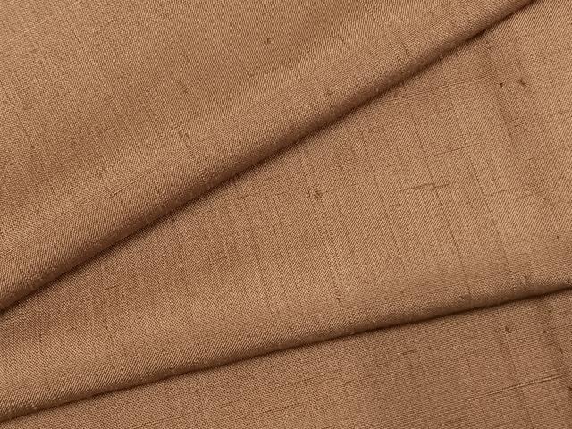 平和屋着物▽上質な紬 単衣 色無地 遠州茶色 正絹 逸品 AABE5738fy