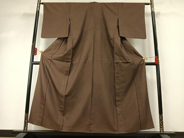 平和屋着物▽お召 単衣 舞花文 正絹 逸品 AABE5740fy