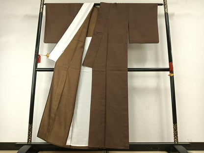 平和屋着物▽お召 単衣 舞花文 正絹 逸品 AABE5740fy