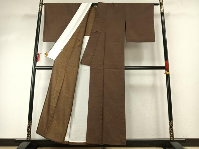 平和屋着物▽お召 単衣 舞花文 正絹 逸品 AABE5740fy