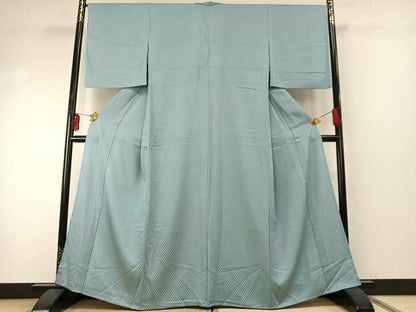 平和屋着物▽江戸小紋 単衣 市松文様 鮫小紋柄 正絹 逸品 AABE5741fy