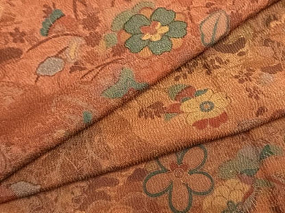 平和屋着物▽上質な小紋 単衣 更紗花文 やまと誂製 正絹 逸品 AABE5742fy