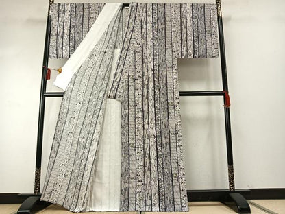 平和屋着物▽上質な小紋 単衣 型染め 花間道 正絹 逸品 未使用 AABE5743fy