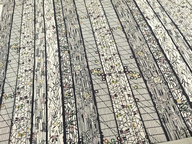 平和屋着物▽上質な小紋 単衣 型染め 花間道 正絹 逸品 未使用 AABE5743fy