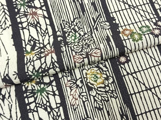 平和屋着物▽上質な小紋 単衣 型染め 花間道 正絹 逸品 未使用 AABE5743fy