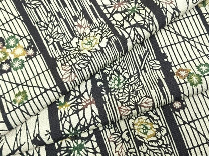 平和屋着物▽上質な小紋 単衣 型染め 花間道 正絹 逸品 未使用 AABE5743fy