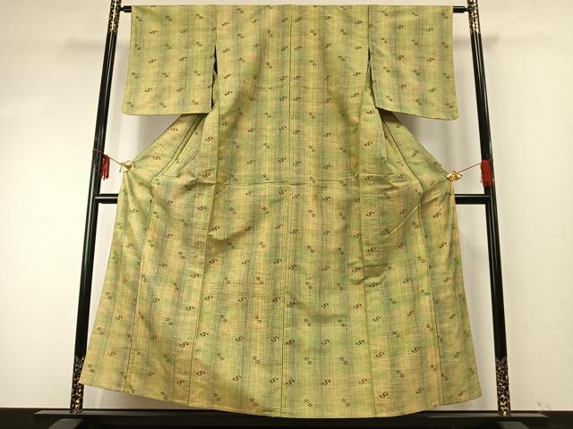 平和屋着物▽上質な紬 単衣 絣柄 正絹 逸品 未使用 AABE5744fy