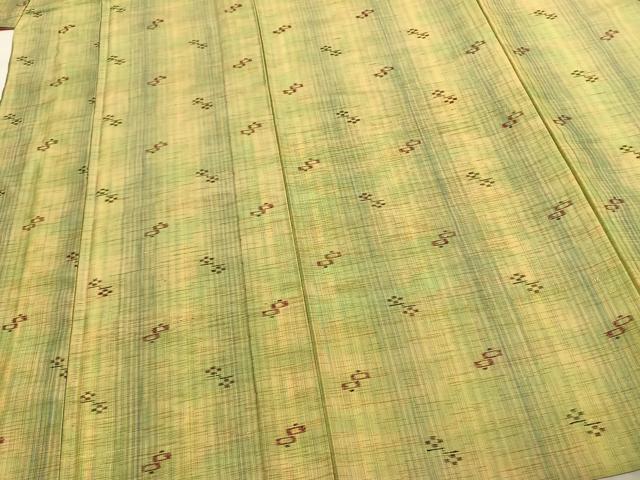 平和屋着物▽上質な紬 単衣 絣柄 正絹 逸品 未使用 AABE5744fy