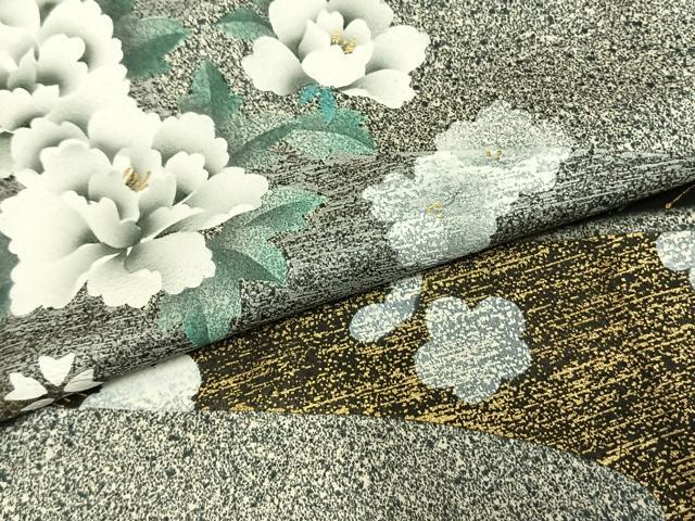 平和屋着物▽訪問着 単衣 流水花文 金彩 正絹 逸品 未使用 AABE5745fy