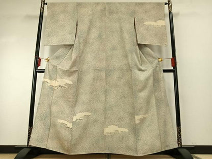 平和屋着物▽訪問着 単衣 刺繍 雲取り笹竹文 正絹 逸品 AABE5746fy