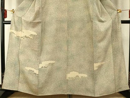 平和屋着物▽訪問着 単衣 刺繍 雲取り笹竹文 正絹 逸品 AABE5746fy
