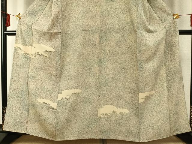 平和屋着物▽訪問着 単衣 刺繍 雲取り笹竹文 正絹 逸品 AABE5746fy