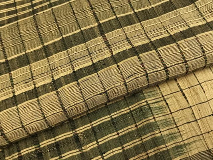 平和屋着物▽上質な紬 単衣 格子 正絹 逸品 AABE5749fy