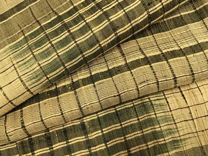 平和屋着物▽上質な紬 単衣 格子 正絹 逸品 AABE5749fy