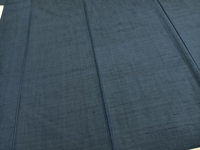 平和屋着物▽上質な紬 単衣 色無地 青藍色 正絹 逸品 未使用 AABE5752fy