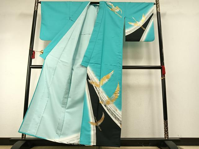 平和屋着物▽訪問着　単衣　飛鳥文　金銀彩　洗える着物　AABE5755fy
