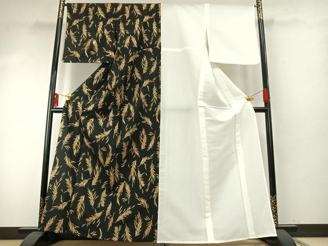 平和屋着物▽訪問着 単衣 片身替わり 草葉文 金彩 洗える着物 AABE5757fy