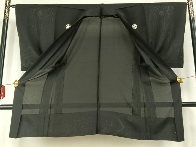 平和屋着物▽男性　長羽織　黒紋付　正絹　逸品　AABE5758fy