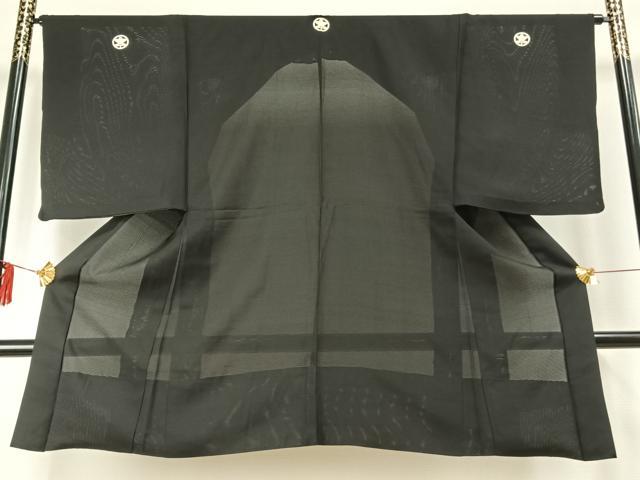 平和屋着物▽男性　長羽織　黒紋付　正絹　逸品　AABE5758fy