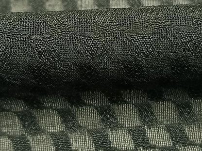 平和屋着物▽羽織 スリーシーズン 春夏秋 塵除け 市松地紋 黒地 正絹 逸品 AABE5760fy