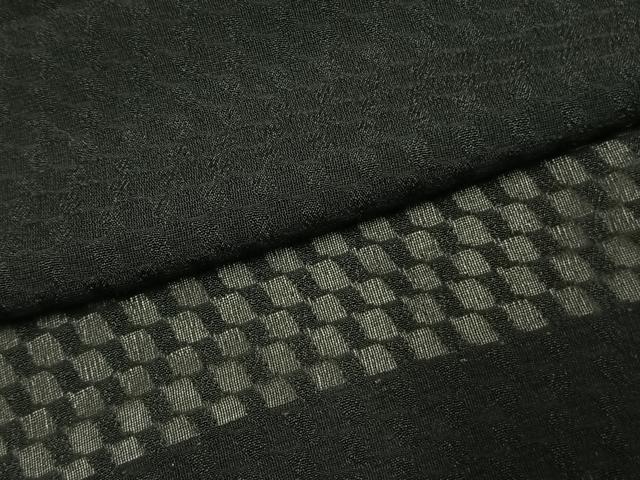 平和屋着物▽羽織 スリーシーズン 春夏秋 塵除け 市松地紋 黒地 正絹 逸品 AABE5760fy