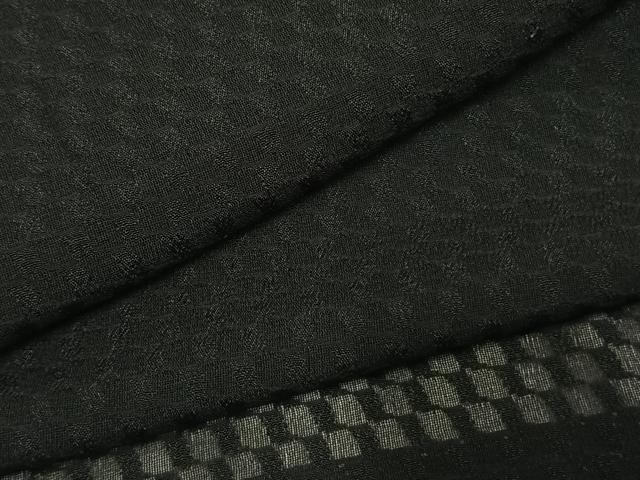 平和屋着物▽羽織 スリーシーズン 春夏秋 塵除け 市松地紋 黒地 正絹 逸品 AABE5760fy