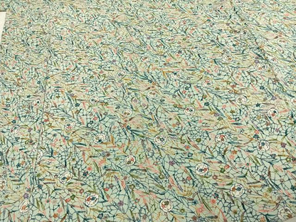 平和屋着物▽上質な小紋　単衣　型染め　草花文　鬼しぼ縮緬　正絹　逸品　AABE5763fy