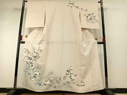 平和屋着物▽訪問着　単衣　友禅　作家物　草花文　暈し染め　正絹　逸品　AABE5765fy