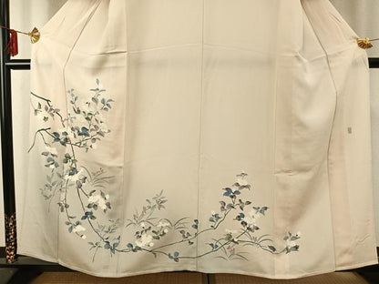 平和屋着物▽訪問着　単衣　友禅　作家物　草花文　暈し染め　正絹　逸品　AABE5765fy