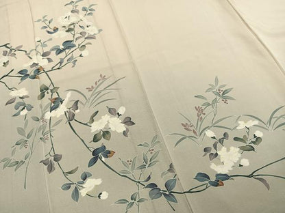 平和屋着物▽訪問着　単衣　友禅　作家物　草花文　暈し染め　正絹　逸品　AABE5765fy