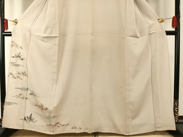 平和屋着物▽訪問着 単衣 総刺繍 松竹 枝花文 金糸 正絹 逸品 AABE5766fy