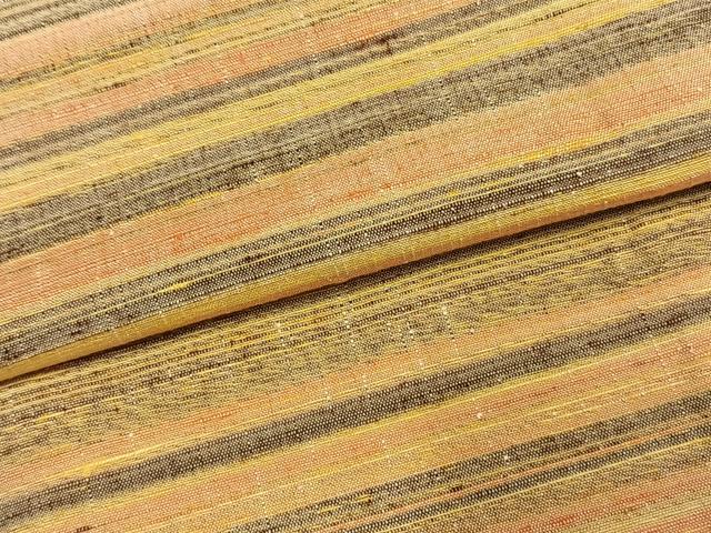 平和屋着物▽信州紬 単衣 横縞 正絹 逸品 AABE5767fy