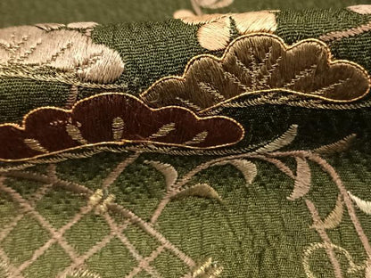 平和屋着物▽訪問着 単衣 駒刺繍 草花文 暈し染め 金糸 金彩 正絹 逸品 AABE5768fy