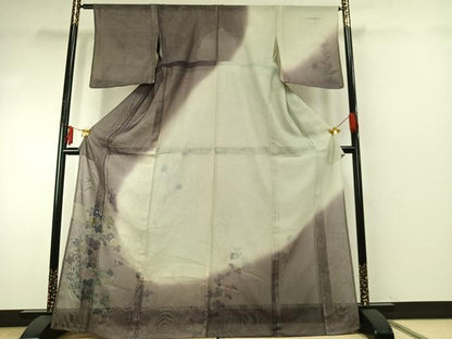 平和屋着物▽訪問着 無双 紗袷 紗×紗 手描き 草花文 正絹 逸品 AABE5769fy