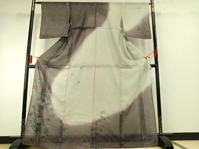 平和屋着物▽訪問着 無双 紗袷 紗×紗 手描き 草花文 正絹 逸品 AABE5769fy