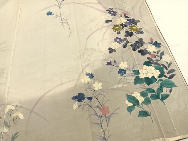 平和屋着物▽訪問着 無双 紗袷 紗×紗 手描き 草花文 正絹 逸品 AABE5769fy