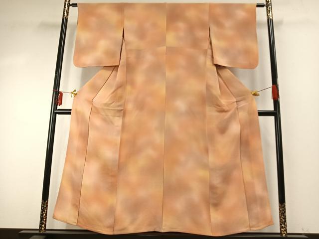 平和屋着物▽上質な小紋 単衣 霞文 鬼しぼ縮緬 正絹 逸品