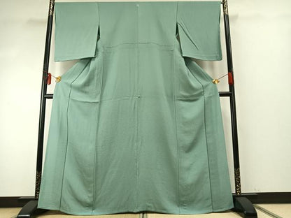 平和屋着物▽上質な色無地 単衣 錆青磁色 正絹 逸品 未使用 AABE5771fy