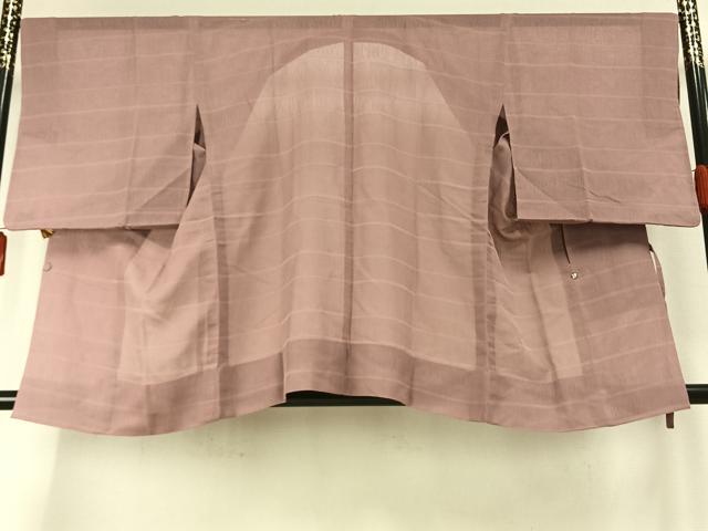平和屋着物▽道行コート スリーシーズン 春夏秋 塵除け 横段文 石竹色 正絹 逸品 AABE5772fy