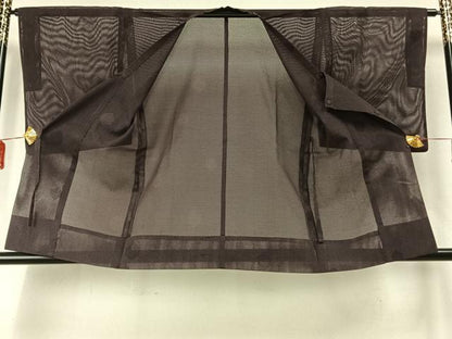 平和屋着物▽道行コート スリーシーズン 春夏秋 塵除け 亀甲地紋 濃色 正絹 逸品 AABE5773fy