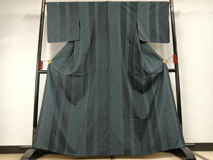 平和屋着物▽お召　単衣　間道 　正絹　逸品　未使用　AABE5774fy