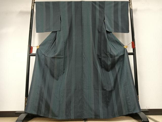 平和屋着物▽お召　単衣　間道 　正絹　逸品　未使用　AABE5774fy