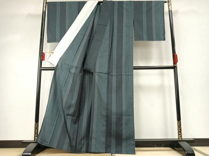 平和屋着物▽お召　単衣　間道 　正絹　逸品　未使用　AABE5774fy