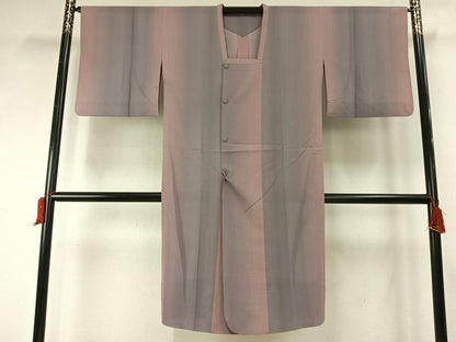 平和屋着物▽道行コート スリーシーズン 春夏秋 塵除け 縞 ロング丈 正絹 逸品 AABE5775fy