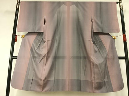 平和屋着物▽道行コート スリーシーズン 春夏秋 塵除け 縞 ロング丈 正絹 逸品 AABE5775fy
